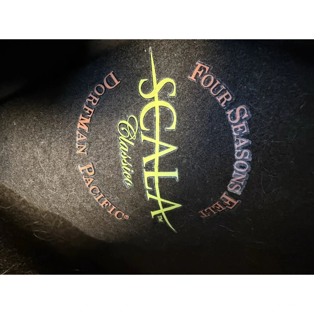 Scala Dorfman Pacific 100% Wool Felt Brown Hat Small Very Good Condition Fedora - Picture 7 of 9